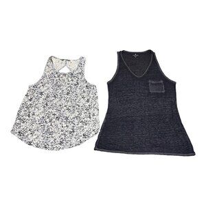 Lot of 2 Athleta Burnout Tank Top Workout Running Yoga S Blue Floral Athletic